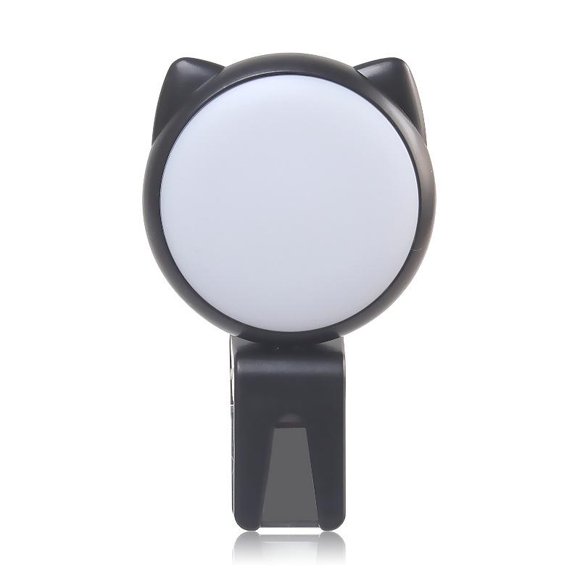 Aro De Luz Led Portátil Cat Recargable Clip Para Celular Color MobileCity Negro