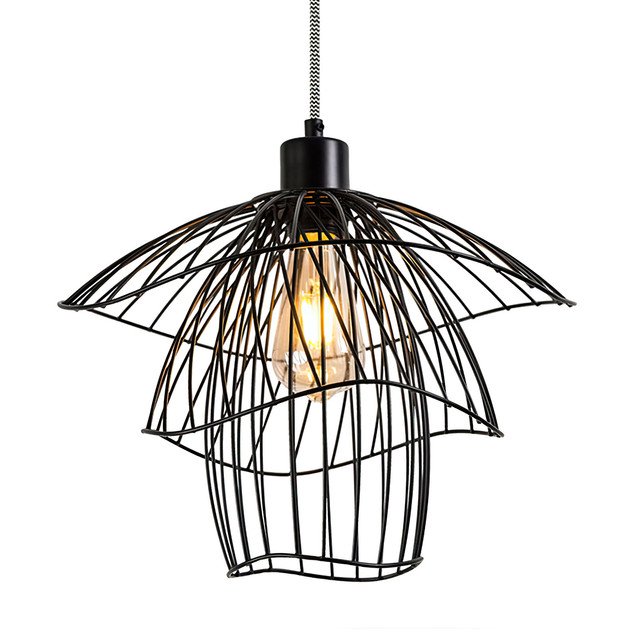 Lámpara de techo colgante tipo jaula ilios innova modelo pabillon color Negro 35 cm Base 10 cm de diámetro