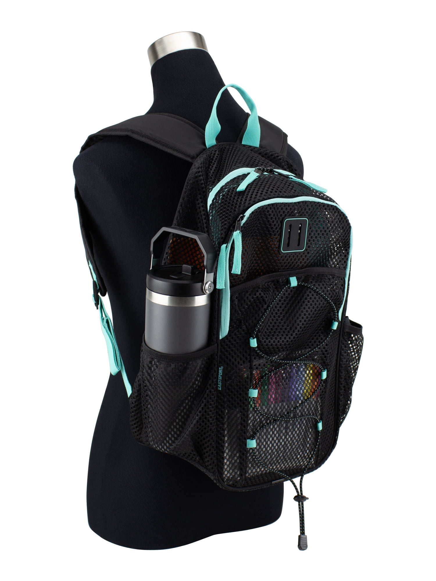 Eastsport Unisex Magna Pro Mesh 17" Backpack, Black/Pool Blue