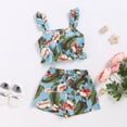 thumbnail image 4 of Newborn Baby Girl Kids Clothes Ruffle Floral Crop Top Shorts Pants 2pcs Set Outfits1-6Y, 4 of 5