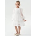 thumbnail image 2 of 2Bunnies Girls' 2T-10yr Organza Long Sleeve Tiered Babydoll Skater Princess Flower Girl Dress, 2 of 7