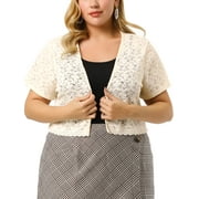 MODA NOVA Juniors Plus Size Lace Hollow Out Cropped Bolero Shrug Cardigan