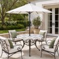 thumbnail image 2 of Round Outdoor Tablecloth with Umbrella Hole and Zipper, Beige Palm Trees Tablecloth with Elastic Waterproof, Tropical Summer Beach Botanical Patio Table Covers for 45" - 54" Picnic Pool Tables, 2 of 9