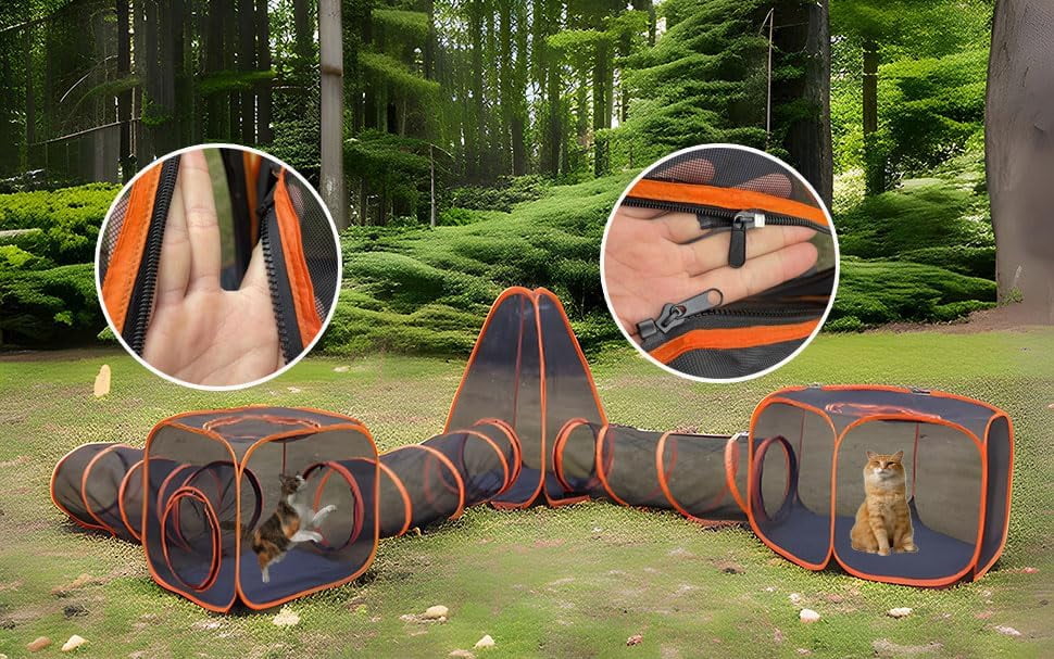 Portable Cat Small Animals Playpen DIY Outdoor Enclosures Freely Combinable 6in1 Pop Up Pet Play Tent Tunnel Cube House for Cat Puppy Rabbit