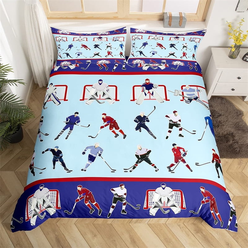 3PCS Hockey Comforter Bedding Set Full Size Lightweight Sports Bedding