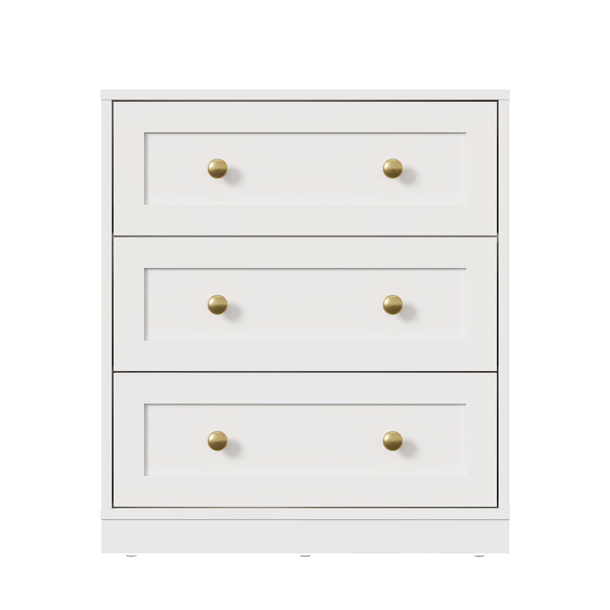 May in Color Set of 2 Nightstands, Modern 3-Drawer Bedside Tables with Gold Knobs, Wooden End Tables for Bedroom, Living Room, Hallway, or Closet