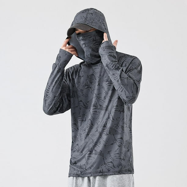 Men' Protection Hoodie Shirt Sun Protective Clothes Comfortable Thin Quick  Drying Sunproof Clothes for Fishing Riding Summer , Dark Gray, L L 