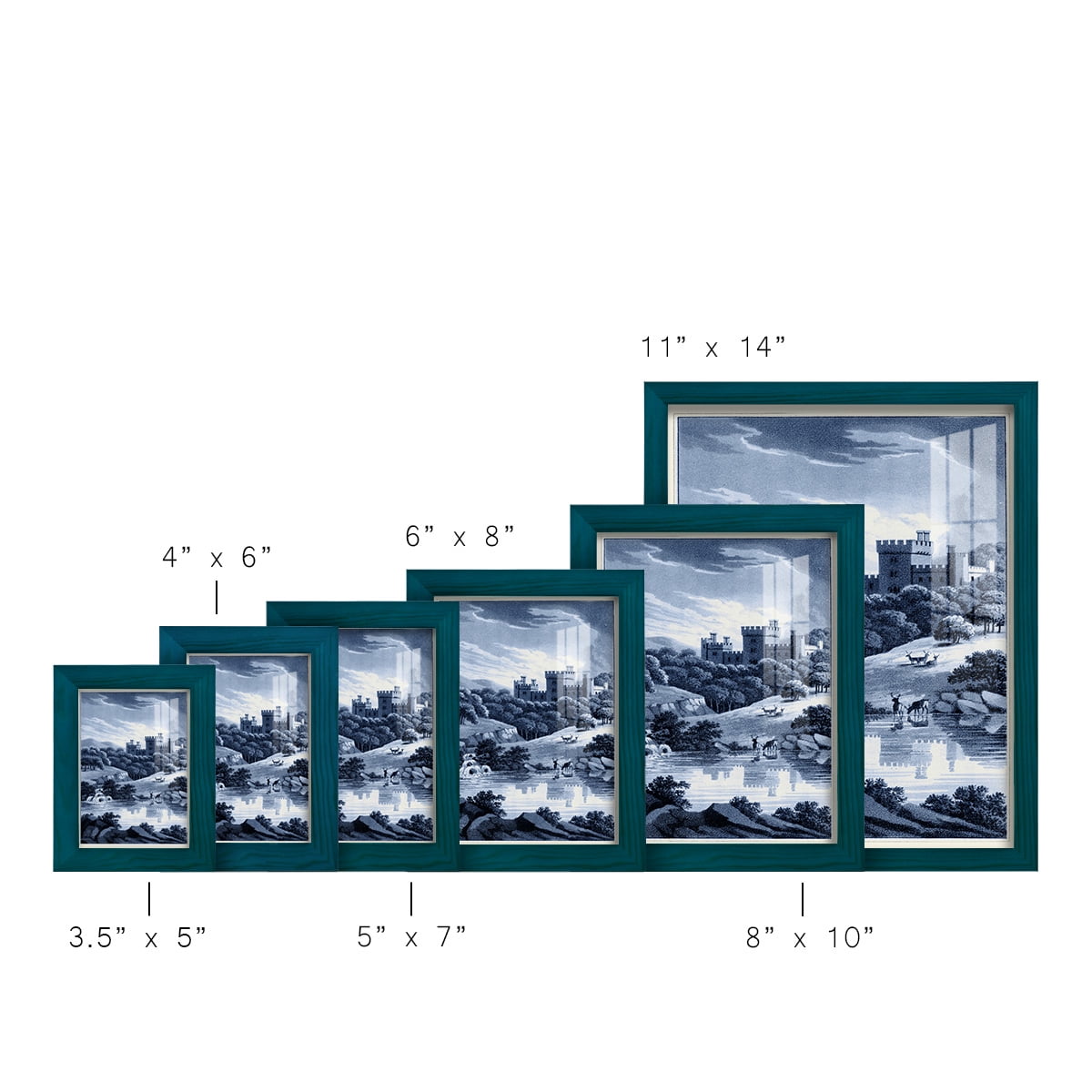 Estate View II -Framed Print w/glass-Ocean Blue