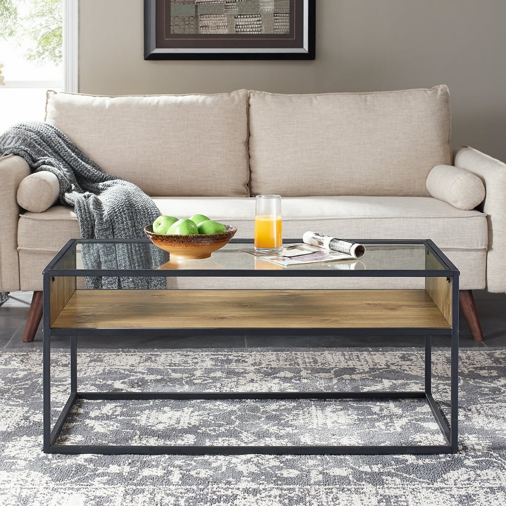 Mainstays Atmore Industrial Glass and Wood Coffee Table