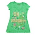 thumbnail image 2 of Rocker Girl Women Green On Naughty List Christmas Fitted Short Sleeve Shirt XL, 2 of 2
