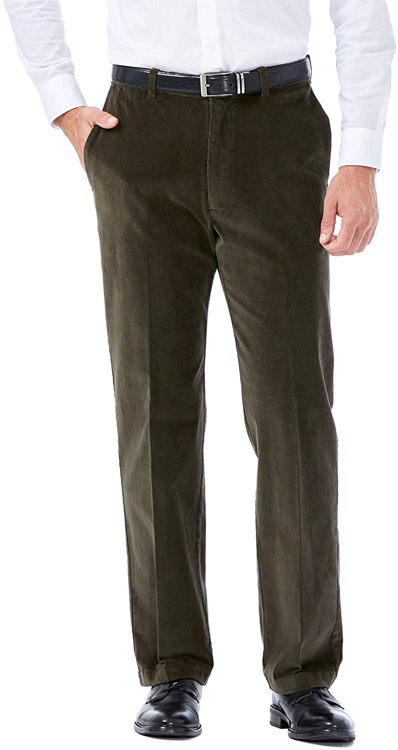 Haggar Men's 21 Wale Stretch Corduroy Expandable Waist Classic Fit ...