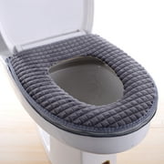 Bathroom Soft Thicker Warmer Washable Cloth Toilet Seat Cover Pads 1PCS Random Color
