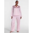 thumbnail image 2 of Joyspun Women’s Stretch Satin Sleep Top and Pants, 2-Piece Set, Sizes XS to 3X, 2 of 5