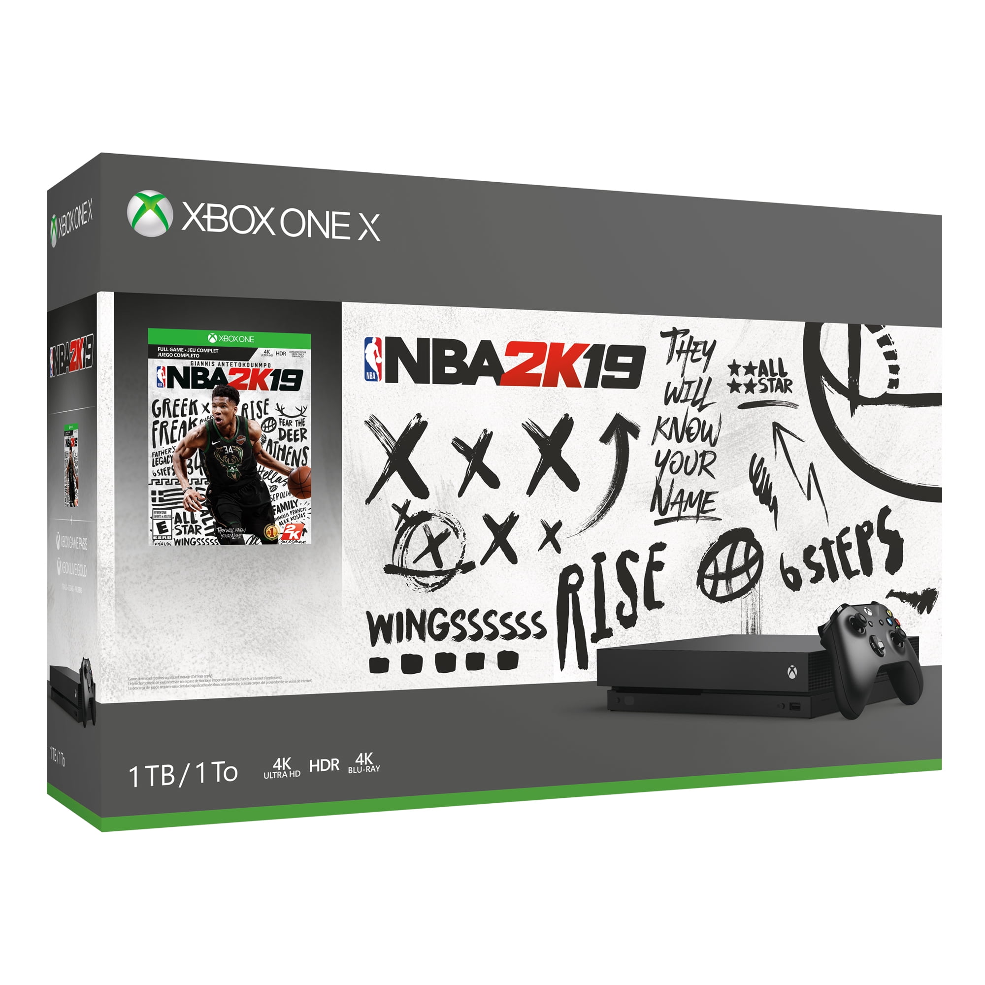 Refurbished Microsoft Xbox One X 1TB NBA 2K19 Bundle, Black, CYV-00070