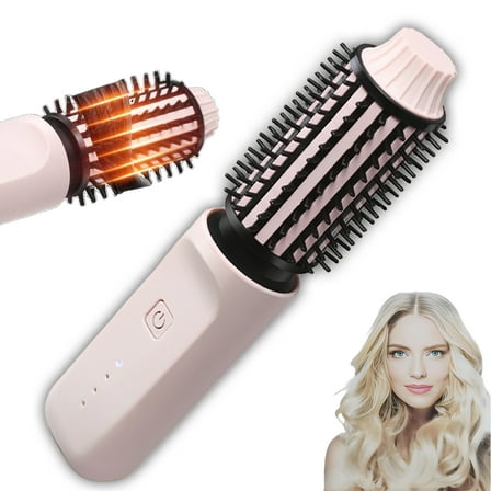WisBtyCo Pro Heated Curling Brush,Thermal Hair Styler with Ceraamic Bristles & Dual Voltage, Portable USB Travel Hot Brush for Salon-Worthy Blowouts