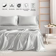 thumbnail image 2 of Ntbay 4 Pieces Silky Satin Full Cooling Soft Bed Sheet Set, Includes 1 Flat Top Sheet, 1 Fitted Sheet with Deep Pocket, 2 Envelope Pillowcase, Silver Grey, 2 of 5