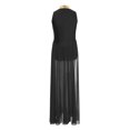 thumbnail image 5 of inlzdz Kids Girls Lyrical Dance Dress Halter Sleeveless Overlay Chiffon Tulle Skirt Contemporary Dancewear Black Blue 10, 5 of 6