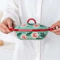 thumbnail image 3 of Colorful Floral Double-Handled Ceramic Baking Pan Rectangular Household Tableware with Lid, 3 of 6