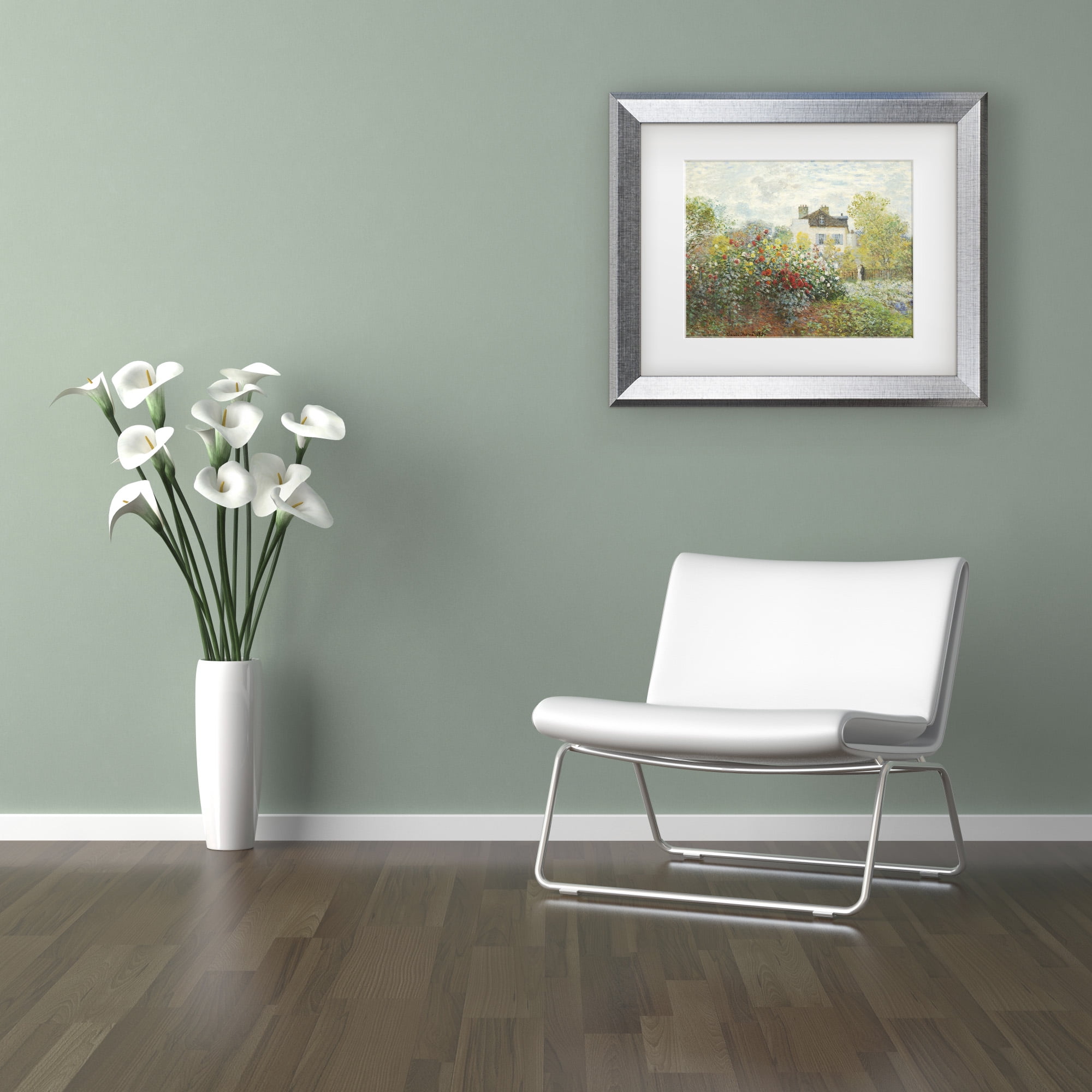 Trademark Fine Art 'The Artists Garden in Argenteuil' Matted Framed Art by Claude Monet