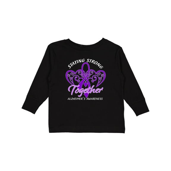 Inktastic Staying Strong Together Alzheimer's Awareness Purple Ribbon Boys or Girls Long Sleeve Toddler T-Shirt