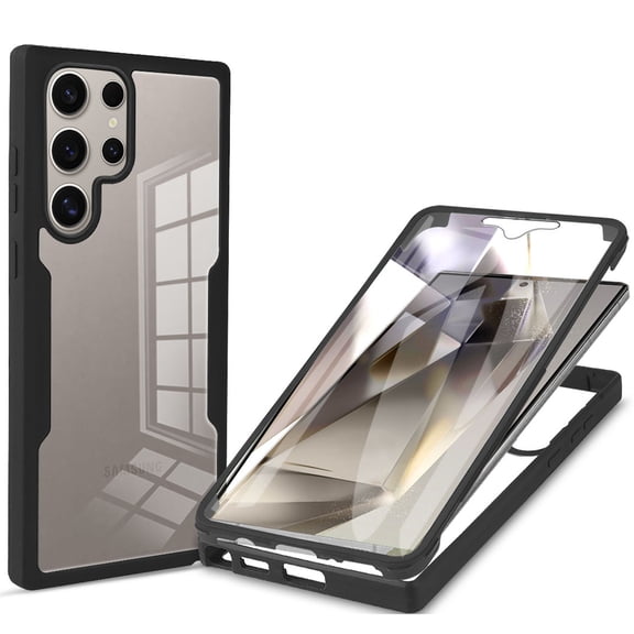 Full Body Protection Transparent Case for Samsung Galaxy S26 Ultra,Dteck Shockproof TPU Case Built-in Screen Protector Slim Clear Back Cover for Galaxy S26 Ultra,Black