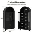 thumbnail image 4 of VEANERWOOD 71" Tall Arched Cabinet with Glass Doors, Wood Fluted Pantry Cabinet with Adjustbale Shelves for Dining Room, Kitchen & Living Room, 4 of 12