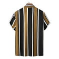thumbnail image 3 of ameIAEA Men's Short Sleeve Button Down Casual Shirt Striped Color Block Beach Fashion Summer Tops, 3 of 5
