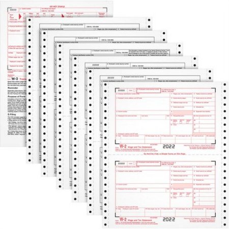 1 PK,TOPS Carbonless Standard W-2 Tax Forms (2206C)