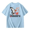 thumbnail image 2 of MIXUE Kids Girls Tops & T-Shirts Summer Butterfly Print Floral Round Neck Short Sleeve Casual Stretch Comfortable Pullover T Shirts Sportwear,Blue,8-9 Years, 2 of 4