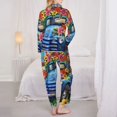 thumbnail image 6 of Goofa Floral Truck Welcome Printed Women’s 2 Piece Pajama Set Super,Pajamas Women's Long Sleeve Sleepwear Soft Button Down Loungewear Pjs Lounge Set Nightwear-Medium, 6 of 9