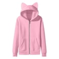 thumbnail image 6 of enyan Tween Girl Hoodie Zip Up 5-14T Kids Long Sleeve Zipper Cute Cat Hood Sweatshirt with Pocket Pink,5-6 Years, 6 of 7