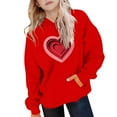 thumbnail image 4 of Girls Red Valentine's Day Hoodie with 3D Hearts Oversized Cute Graphic Sweatshirt for Kids,Size 3-4 T, 4 of 5
