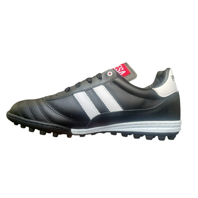 Tacos de Fútbol Rápido PEPESA Copa Mundial | Piel Natural | Suela de Hule Antiderrapante | Negro con Blanco