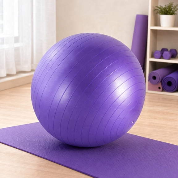 Exercise Yoga Ball, 55cm Purple Stability Balance Ball for Pilates, Core Training and Fitness, PVC Anti-Burst Gym Ball with Air Pump, 1 PC