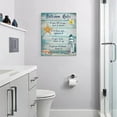 thumbnail image 4 of Farmhouse Beach Bathroom Wall Art Seashells Lighthouse Wall Decor Rustic Ocean Bathroom Rules Canvas Painting Prints Artwork Home Decorations Framed for Bedroom 12inx16in, 4 of 6
