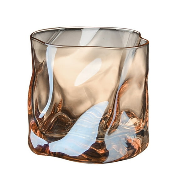 (Amber color 280ml) household glass irregular water glass whiskey glass beer mug (8.5*8.5cm) material: glass