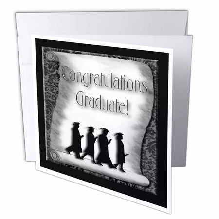 Graduate Card - 3dRose Congratulations Graduate Black and White, Greeting Cards, 6 x 6 inches, set of 12