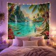 thumbnail image 2 of Tropical Bay With Waterfall Hammock and Macaw, Peaceful Coastal Style for Beach Lovers, Island Wall Art, Housewarming Gift, Tapestry Wall Hanging for Bedroom and Living Room, 2 of 7