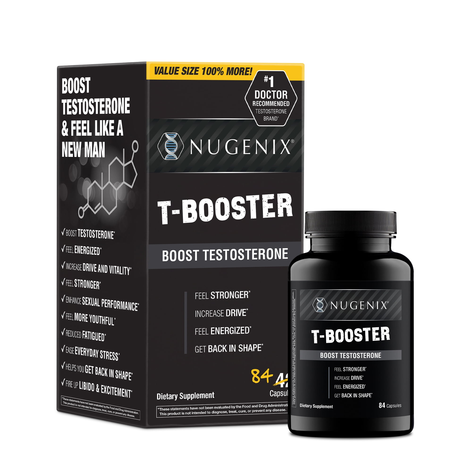 Nugenix T Boost Free Testosterone Booster for Men, Hormone Supplement, 84 Count