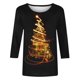 thumbnail image 5 of Puntoco Camiseta de mujer con cuello redondo, manga 3/4 y estampado navideño, jersey de cuello redondo, camiseta de manga larga con cuello redondo, 5 of 5