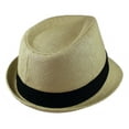 thumbnail image 2 of Gelante Summer Fedora Panama Straw Hats with Black Band - Natural, L/XL, 2 of 3