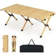 thumbnail image 1 of Costway 48 Inch Folding Camping Table Portable Roll-Up Pine Wood Picnic Table with Carry Bag, 1 of 9