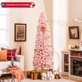 thumbnail image 2 of Patiojoy 7 FT Christmas Tree Artificial Xmas Tree with 635 Flocked Branch Tips & Folding Metal Stand Slim Pencil Decoration Tree, 2 of 10