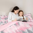 thumbnail image 4 of Homewish Pink Tie Dye Full Size Comforter Sets,Modern Abstract Art Bedding Comforter Set,Pink Reversible,3-Piece,1 Comforter and 2 Pillowcases, 4 of 7