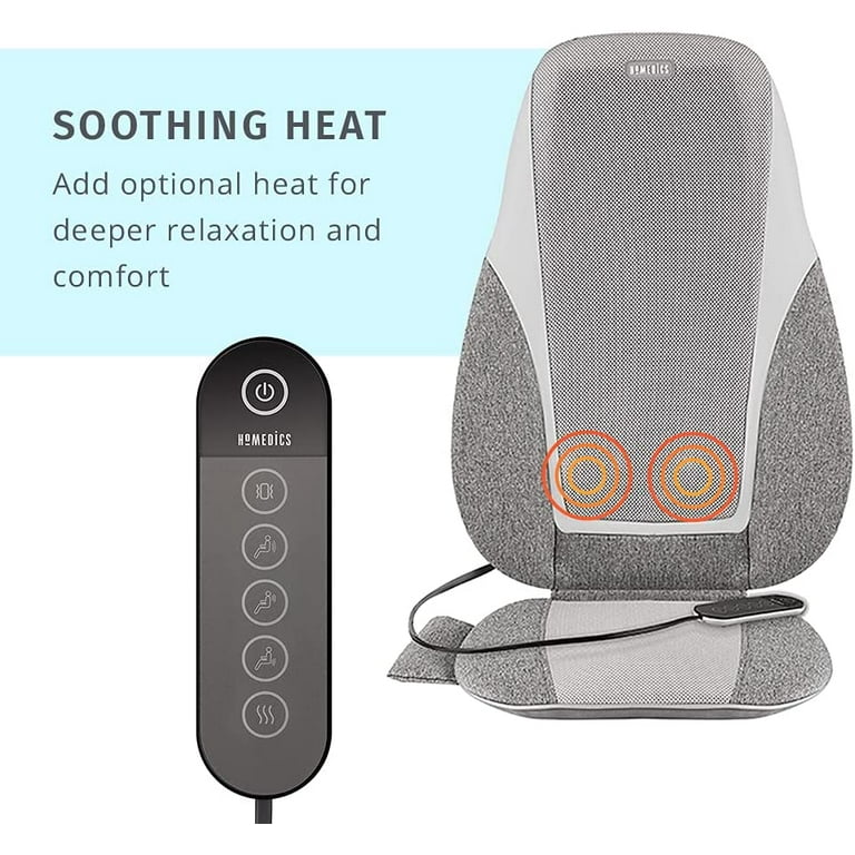  Homedics Back Massager with Heat, Shiatsu Elite II Heated Neck  and Back Massage Cushion. 3 Different Massage Styles and 3 Massage Zones.  Comes with Controller and Chair Straps : Health & Household