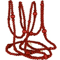 Beaded Garland for Christmas Tree,12 Feet Christmas Wooden Beads Garland,Round Craft Farmhouse Vintage Wood Bead Garlands for Xmas Decoration Supplies(Christmas Red)