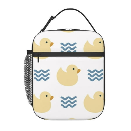 

Lunch Bag For Women And Men Insulated Portable Lunch Box For School Student Teens Bento Box Office Picnic Travel Cooler Bag Cute Yellow Ruber Animal Duck Blue Water