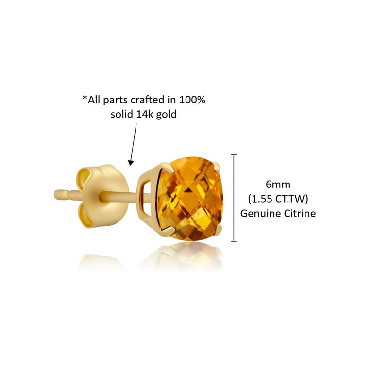 14k Gold Cushion Cut 6mm Genuine Gemstone Earrings 14k Gold Cushion Cut 6mm Genuine Gemstone Earrings