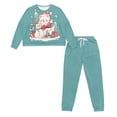 thumbnail image 5 of FOR U DESIGNS Christmas Snowman Drawstring Pajamas for Women Set Sleepwear Long Crew Neck Tops and Pants for Women 2 Pack Size 2XL Xmas Nightwear with Pockets Winter, 5 of 6