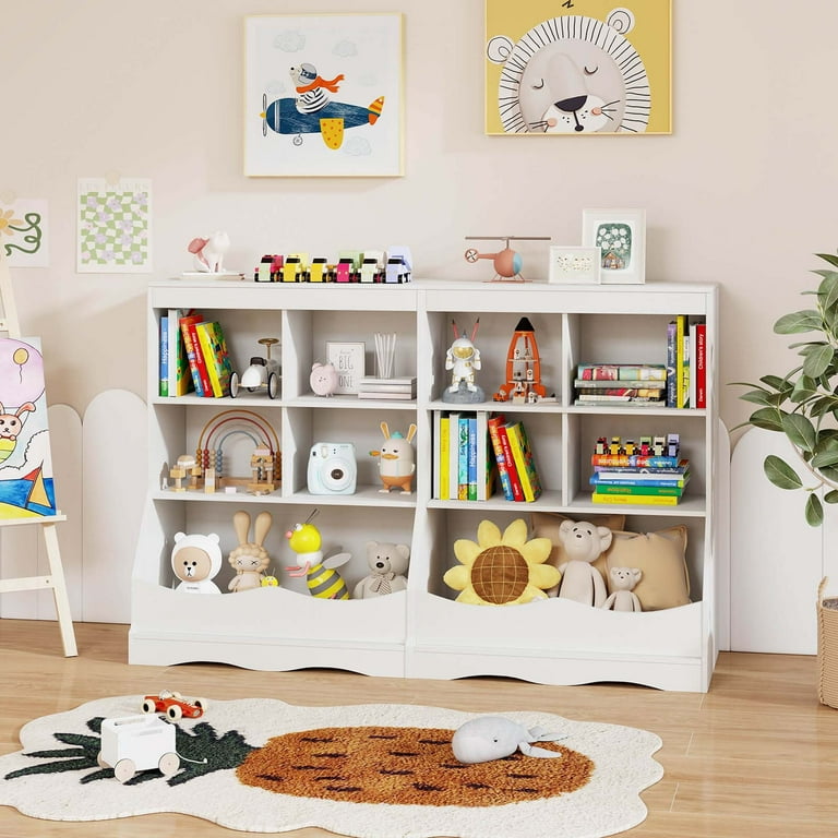Costway White 3-Tier Children's Bookshelf Organizer, Multi